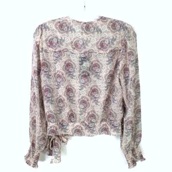 Paige Margherita Ecru Multicolor Semi Sheer Long Sleeve Blouse Womens Small NWT - Picture 2 of 16